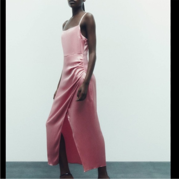 ZARA SATIN EFFECT DRESS WITH SPARKLY STRAPS - Picture 3 of 4